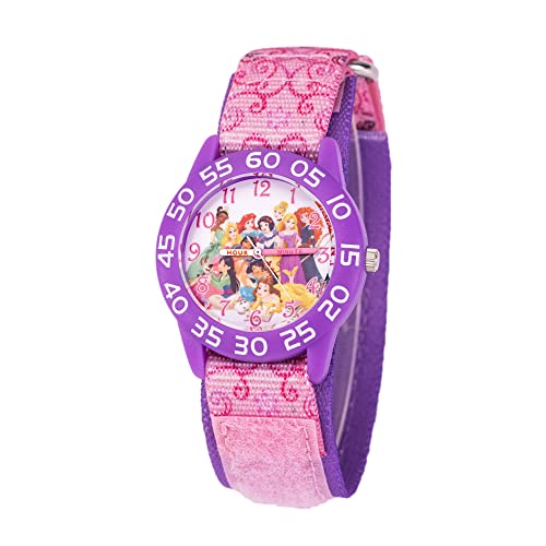Disney Princess Kids' Plastic Time Teacher Analog Quartz Nylon Strap Watch - necksoother