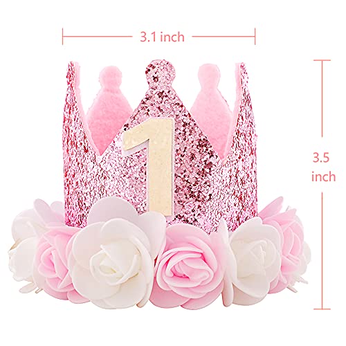 IVYRISE Hat First Birthday 1st Decorations For Girl Gifts Rose Gold Baby Pink Crown Party One Year Old Princess - necksoother