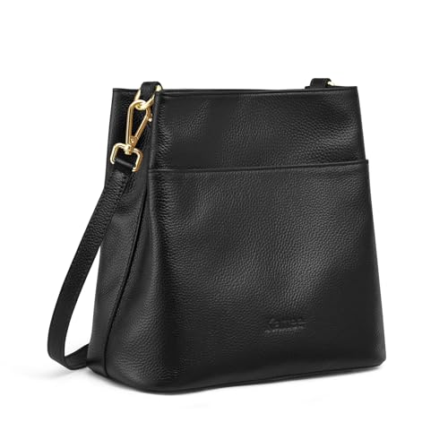 Kattee Leather Handbags for Women. Soft Shoulder Tote Crossbody Purses Bucket Bags with 2 Straps - necksoother