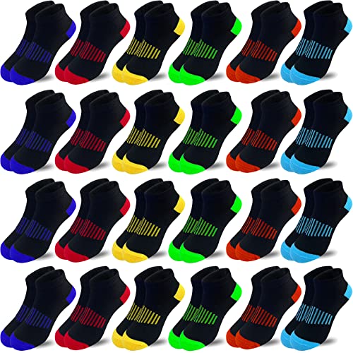 Boy Socks 24 Pairs Ankle Athletic Cotton Socks Half Cushioned Low Cut Socks Ankle Athletic Cotton Socks - necksoother