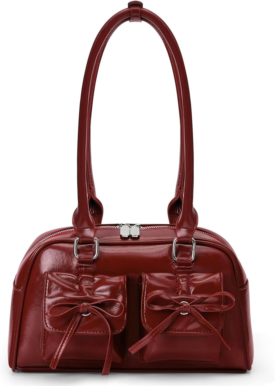Juoxeepy Ita Bag Cute Bow Purse Aesthetic Japanese Shoulder Bag Faux Leather Tote Bag Y2k Red Handbag Purse - necksoother