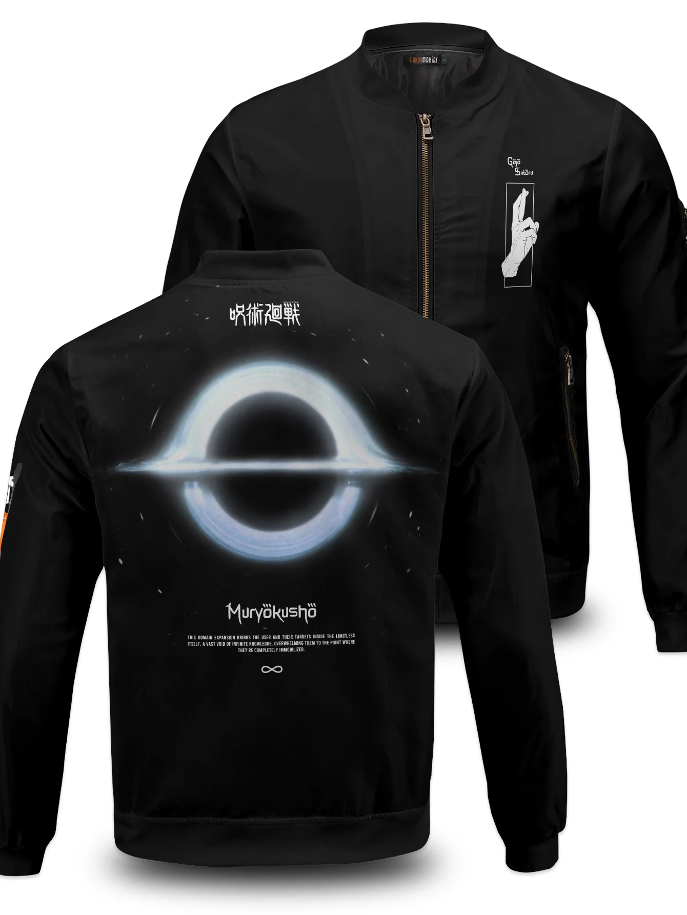 Satoru Gojo B&W Bomber Jacket - necksoother