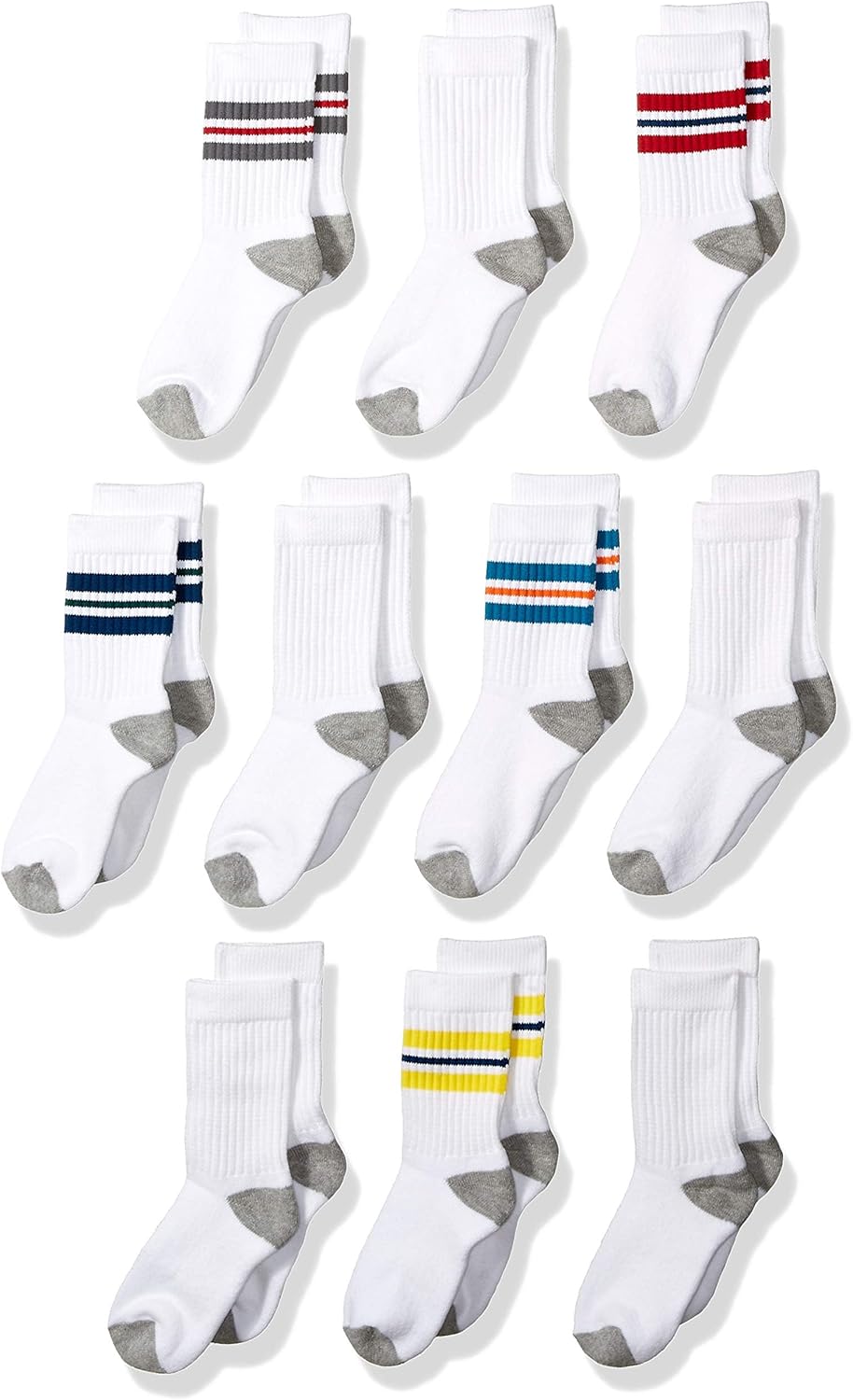 Amazon Essentials Boys and Toddlers' Cotton Crew Sports Socks. 10 Pairs - necksoother