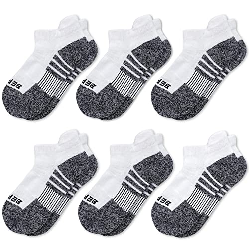 BERING Kids' Athletic Cushioned Ankle Socks 6 Pairs Low Cut Tab for Youth Boys Girls - necksoother