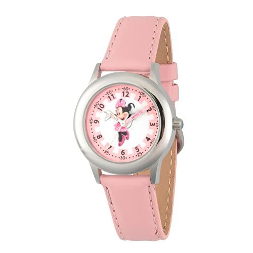 Disney Minnie Mouse Kids' Stainless Steel Time Teacher Analog Quartz Watch - necksoother
