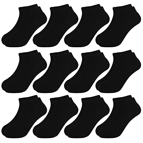 BOOPH 12 Pairs Kids Ankle Socks Boys Girls Low Cut Half Cushion Athletic Socks - necksoother