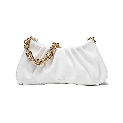 JOLLQUE Shoulder Bag for Women.Small Leather Dumpling Bags Handbag Purse.Gold Chain Evening Clutch Purses - necksoother