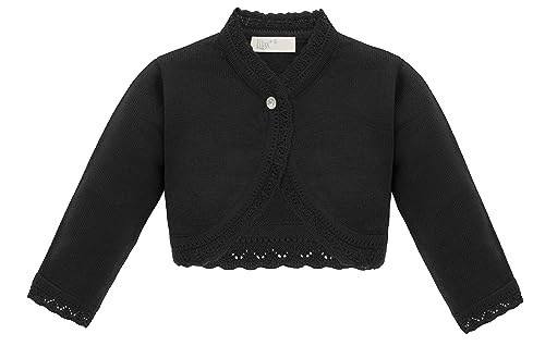 Lilax Little Girls' Knit Long Sleeve Button Closure Bolero Cardigan Shrug - necksoother