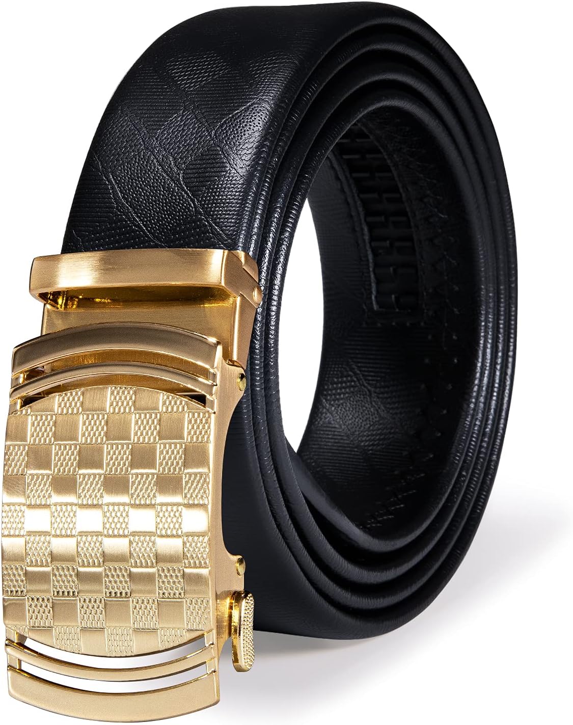 Dubulle Men's Ratchet Belt Gold/Black/Red/Green/Blue/White Automatic Buckle Business Casual Belt Gift - Adjustable Fit - necksoother