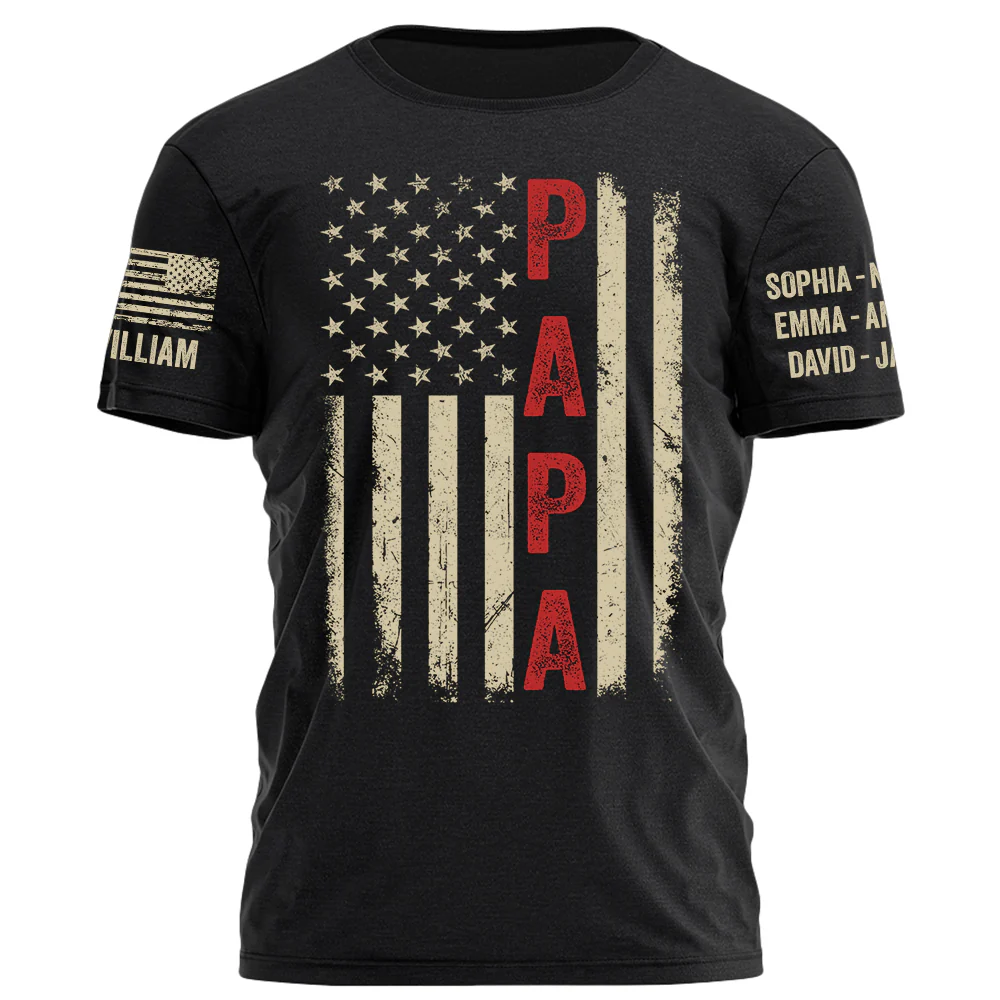 Vintage American Flag US Papa Father's Day Personalized Shirt For Dad Grandpa H2511 - necksoother