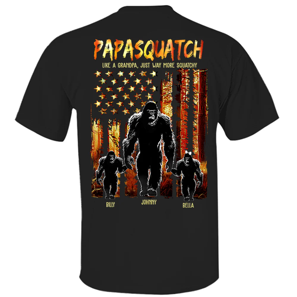 Papasquatch Like A Grandpa Just Way More Squatchy - Personalized Bigfoot Shirt Gift For Dad & Grandpa Vr4 - necksoother