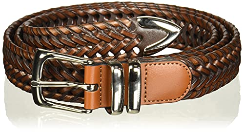 Perry Ellis Men's Portfolio Braided Belt with Leather (Sizes 30-54 Inches) - necksoother