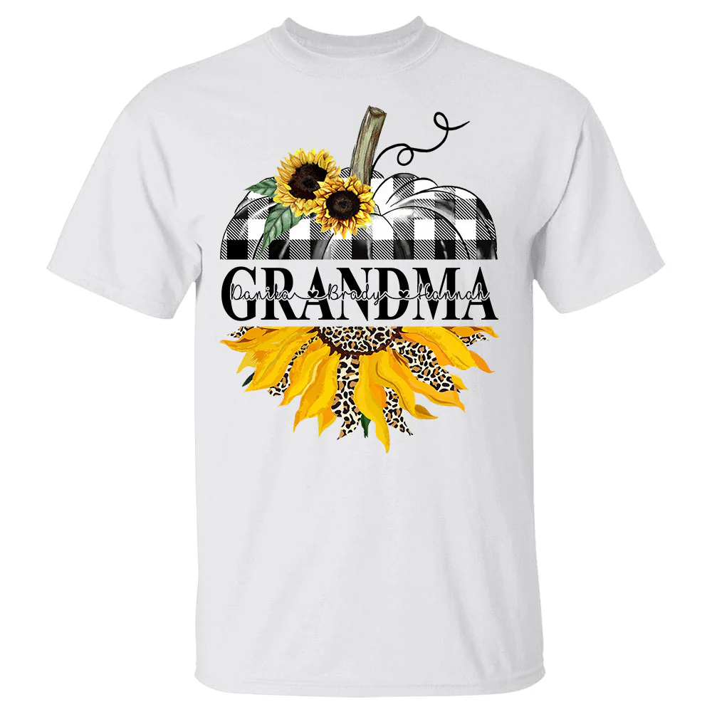 Mimi Sunflower Pumpkin Personalized Shirt With Grandkids Names For Grandmas - necksoother