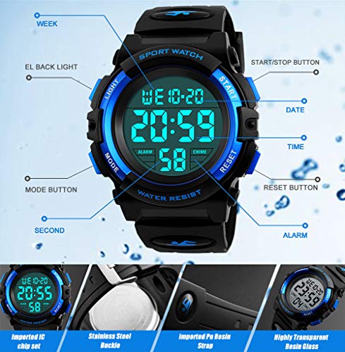 Kids Digital Watch. Boys Sports Waterproof Led Watches with Alarm Wrist Watches for Boy Girls Children - necksoother