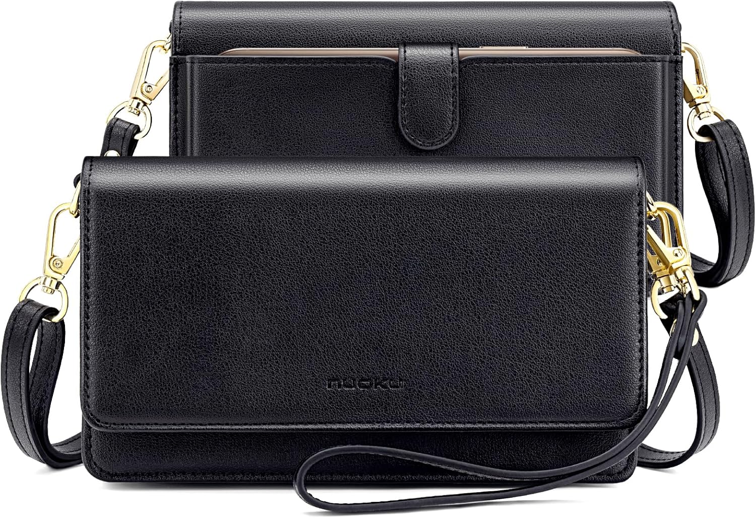 nuoku Women Small Crossbody Bag Cellphone Purse Wallet with RFID Card Slots 2 Straps - necksoother