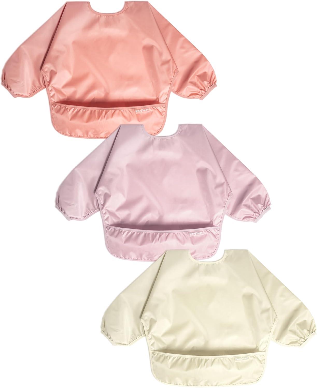 Baby Long Sleeve Waterproof Bibs for Baby Boy Girl.Baby Led Weaning Smock Outfit for Toddler 6 Months-2 Years.3pk - necksoother