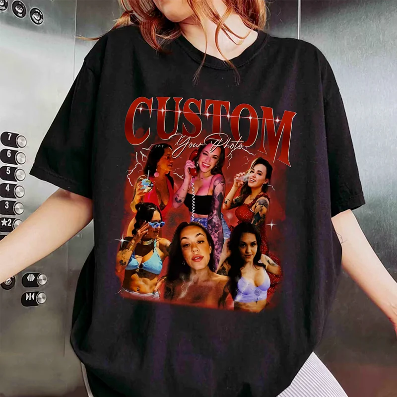 Live Preview Custom Bootleg Shirt Personalized with Your Own Pets Photo - necksoother