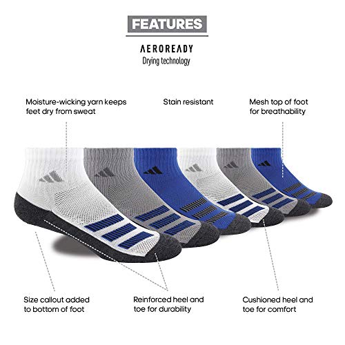 adidas Kids-Boy's/Girl's Cushioned Angle Stripe Quarter Socks (6-Pair) - necksoother
