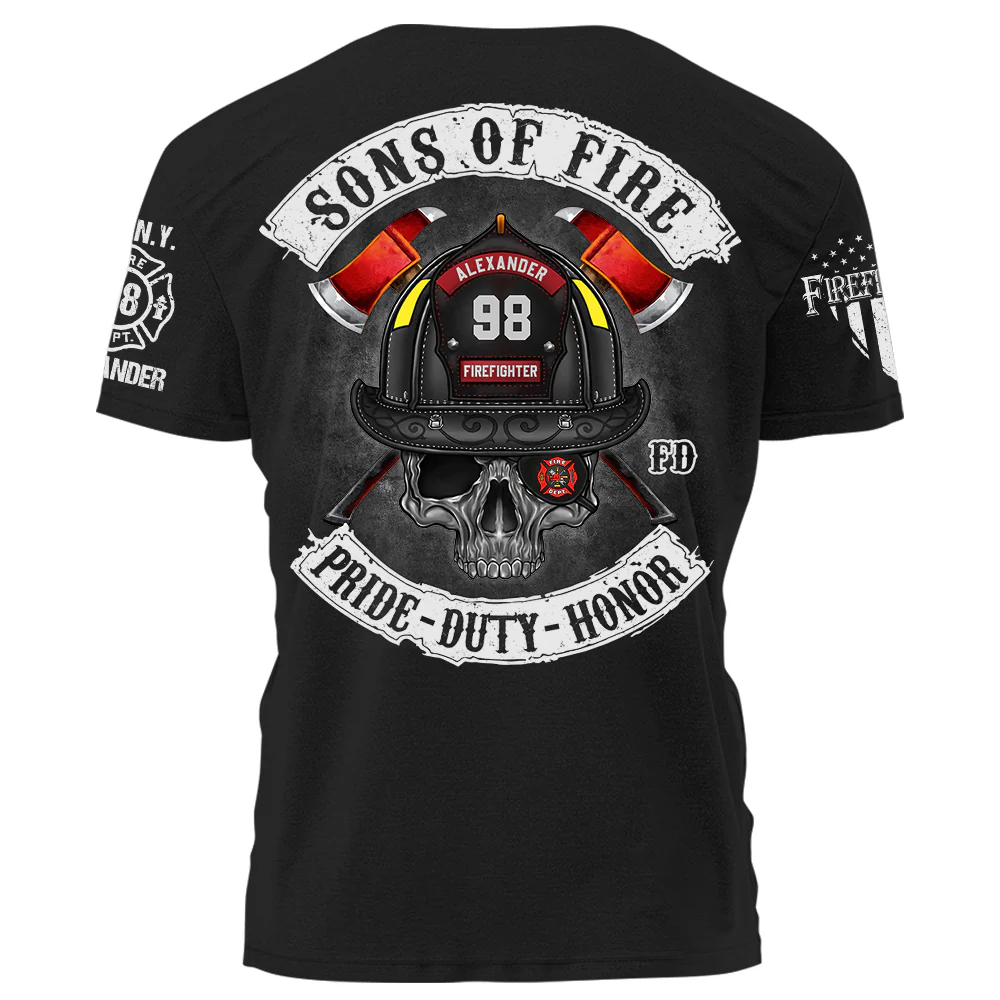 Sons of Fire Pride Duty Honor Personalized Shirt For Fireman Firefighter K1702 - necksoother