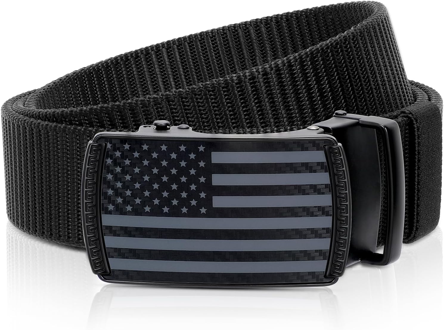 American Flag Belt for Men Black Nylon Ratchet Belts 4th of July Patriotic Decorations - necksoother