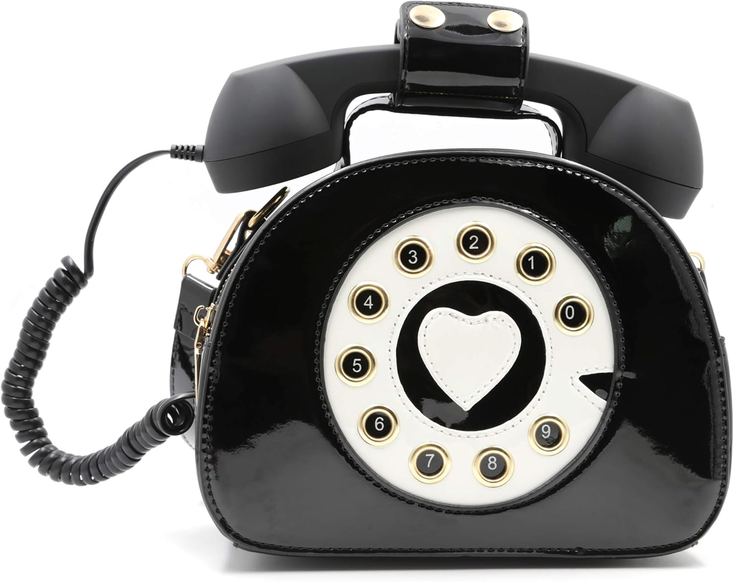QiMing Retro dial telephone Crossbody Shoulder Bag.Pu Movable microphone Purse for Women - necksoother