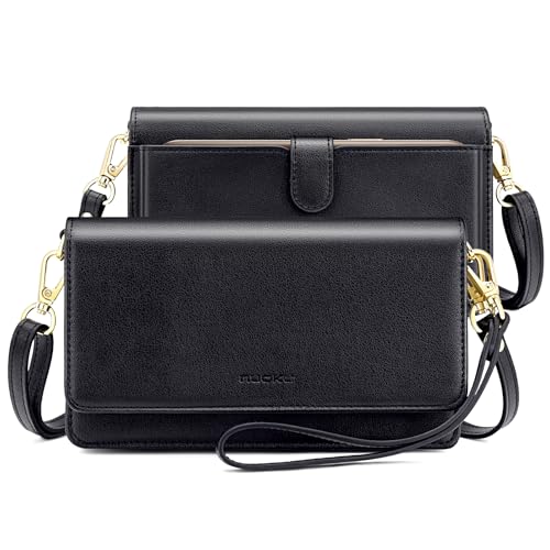 nuoku Women Small Crossbody Bag Cellphone Purse Wallet with RFID Card Slots 2 Straps - necksoother