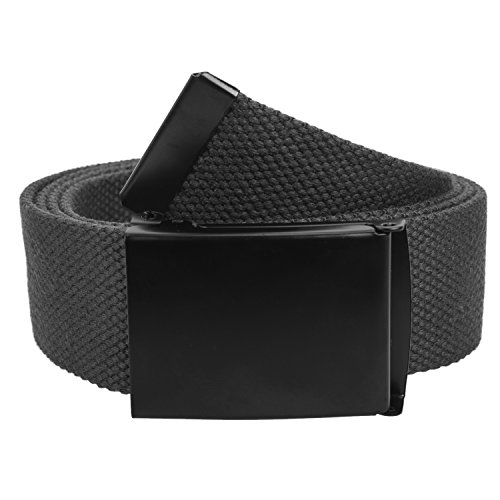 Gelante Fully Adjustable Canvas Web Belt with Black Flip Top Buckle 50'' Long - necksoother