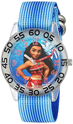 Disney Moana Kids' Plastic Time Teacher Analog Quartz Nylon Strap Watch - necksoother