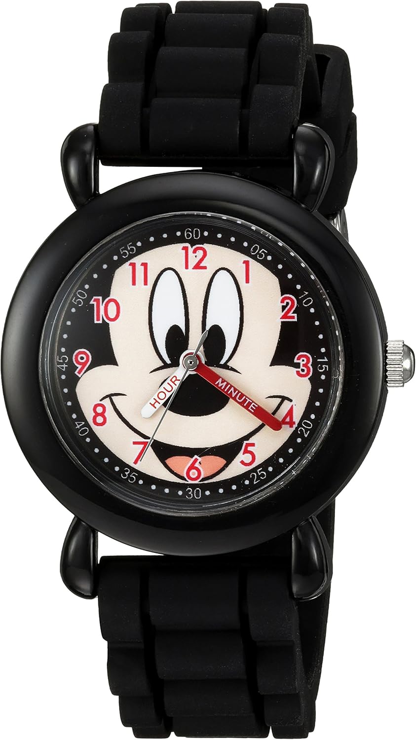 Disney Mickey Mouse Kids' Plastic Time Teacher Analog Quartz Silicone Strap Watch - necksoother