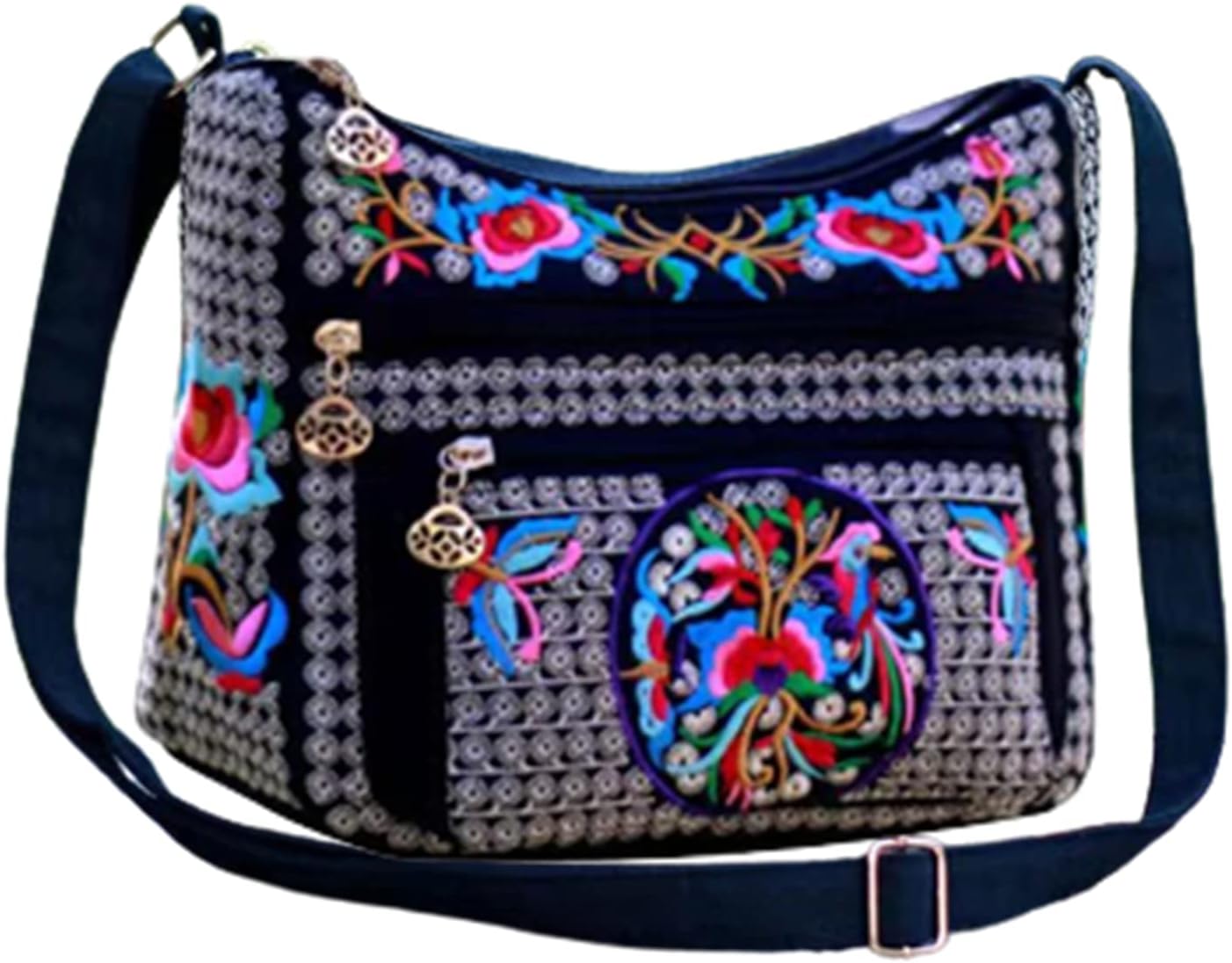 Hobo Crossbody Bag for women. Vintage Ethnic Tribal Embroidered Boho Hippie Tote Handbags Shoulder Purse - necksoother