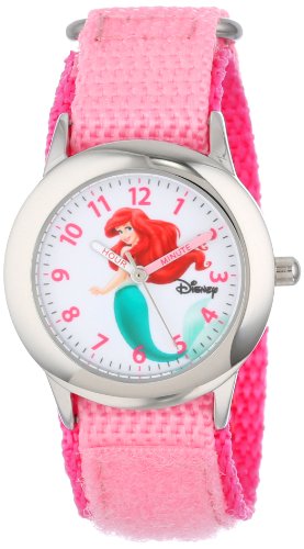 Disney Princess Kids' Stainless Steel Time Teacher Analog Quartz Nylon Strap Watch - necksoother