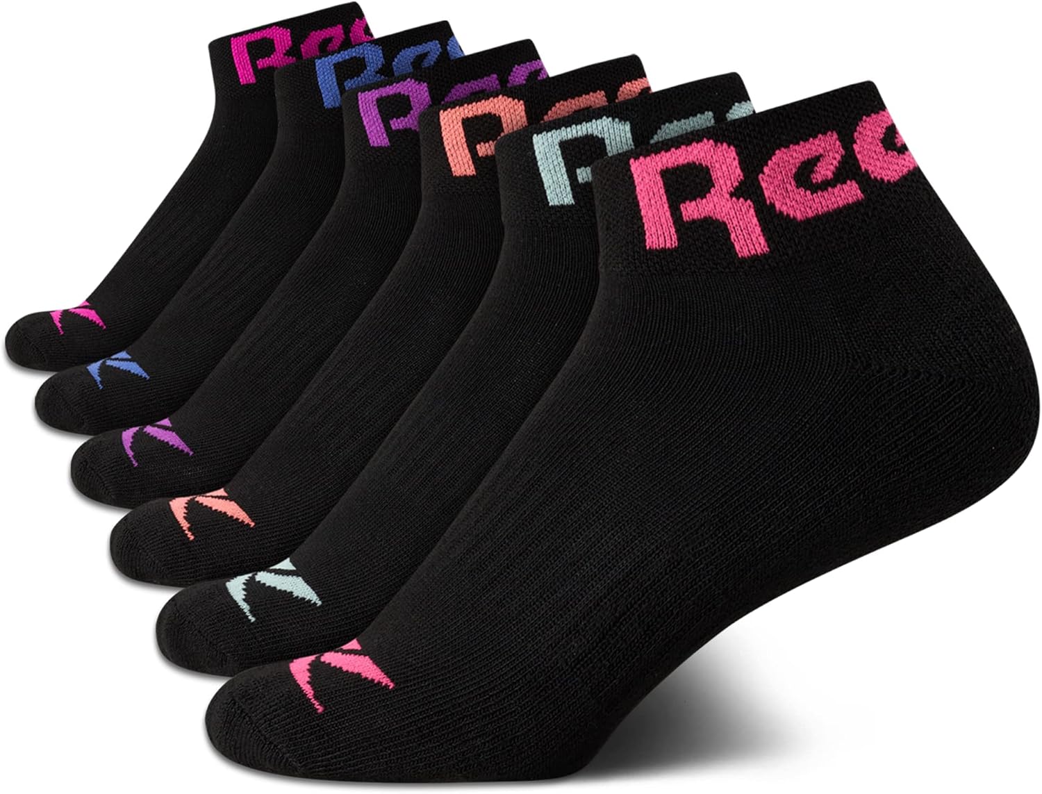 Reebok Girls' Quarter Socks - 6 Pack Performance Cushioned Comfort Quarter Cut Ankle Socks - Athletic Socks for Girls - necksoother