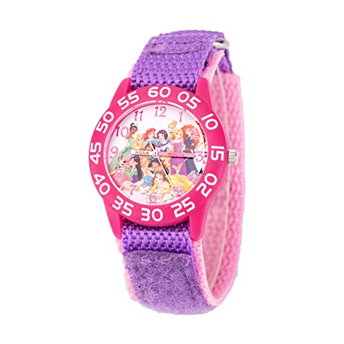 Disney Princess Kids' Plastic Time Teacher Analog Quartz Nylon Strap Watch - necksoother