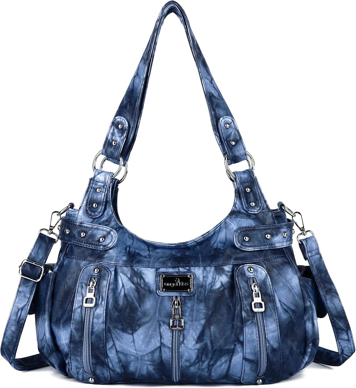 Angelkiss Large Purses and Handbags for Women Washed Faux Leather Crossbody Hobo Satchel Shoulder Handbag Tote Purse - necksoother