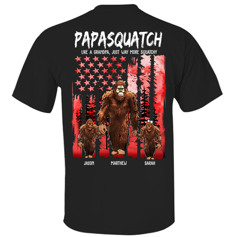 Papasquatch Like A Grandpa Just Way More Squatchy - Personalized Bigfoot Vintage Shirt Gift For Dad & Grandpa - necksoother
