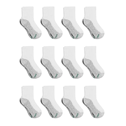 Hanes Boys' Socks. Double Tough Cushioned Ankle and No Show. 12-Pair Packs - necksoother