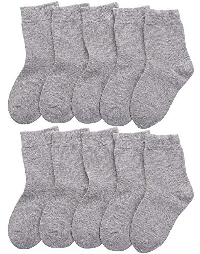 CHUNG Toddler Boys Girls 8/10 Pack Athletic Cotton Basic Crew Socks Autumn School Uniform Casual Sports - necksoother