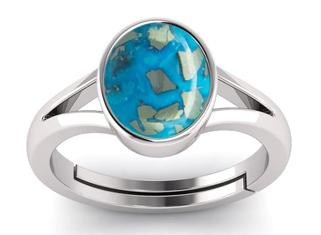 Natural Italian Firoza Sky Blue Turquoise 925 Sterling Silver Adjustable Ring For Women & Men's - necksoother