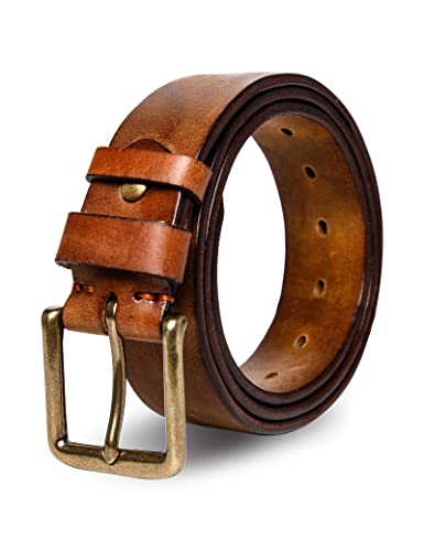 Thicken Full Grain Leather Mens Belt Heavy Duty Mens Work Belt Mens Belt High Hardness Buckle Packed In Gift Box - necksoother