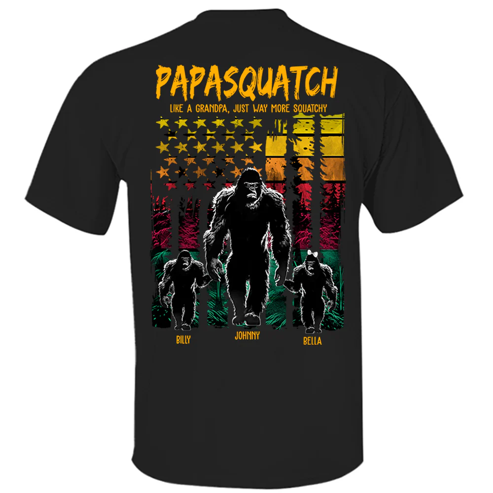Papasquatch Like A Grandpa Just Way More Squatchy - Personalized Bigfoot Shirt Gift For Dad & Grandpa Vr2 - necksoother
