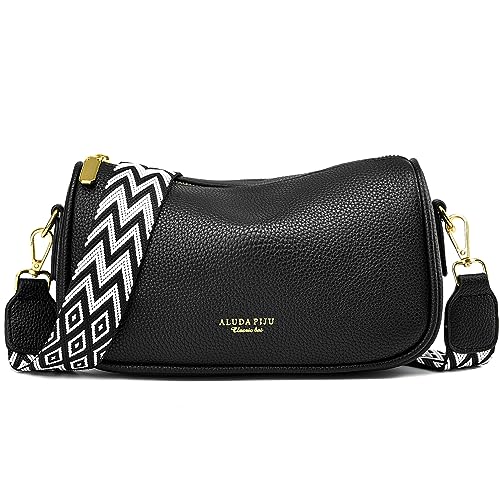 Small Crossbody Bag for Women Wide Strap Shoulder Bag Trendy Design Cluth Crossbody Purse and Handbag Top Zip - necksoother