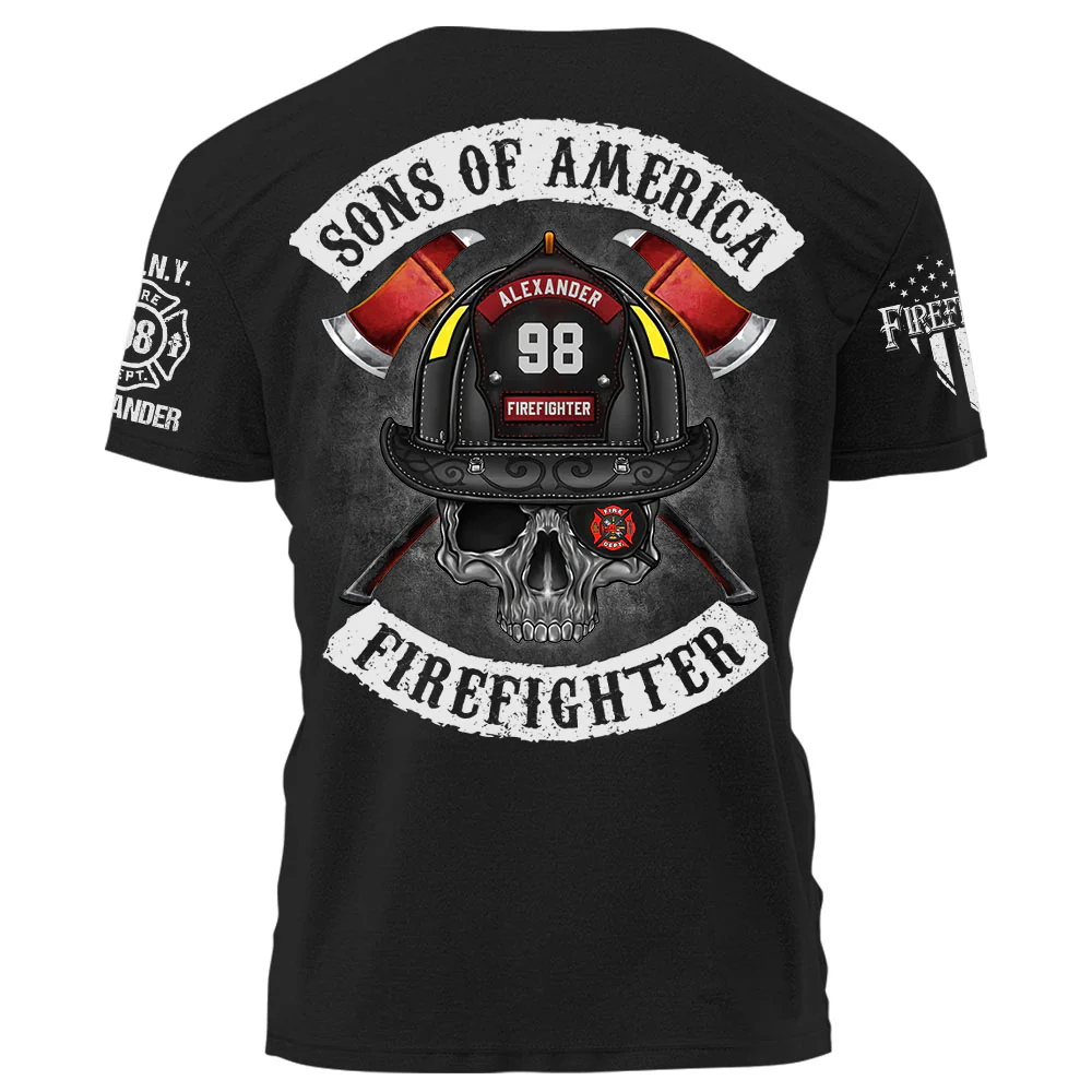 Personalized Firefighter Shirt Sons Of America Firefighter Shirt Gift For Firefighter K1702 - necksoother