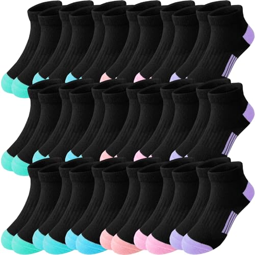 Bemeol Girls Socks 18 Pairs Ankle Socks for Girls Soft Athletic Low Cut Socks - necksoother
