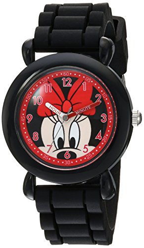 Disney Minnie Mouse Kids' Plastic Time Teacher Analog Quartz Silicone Strap Watch - necksoother