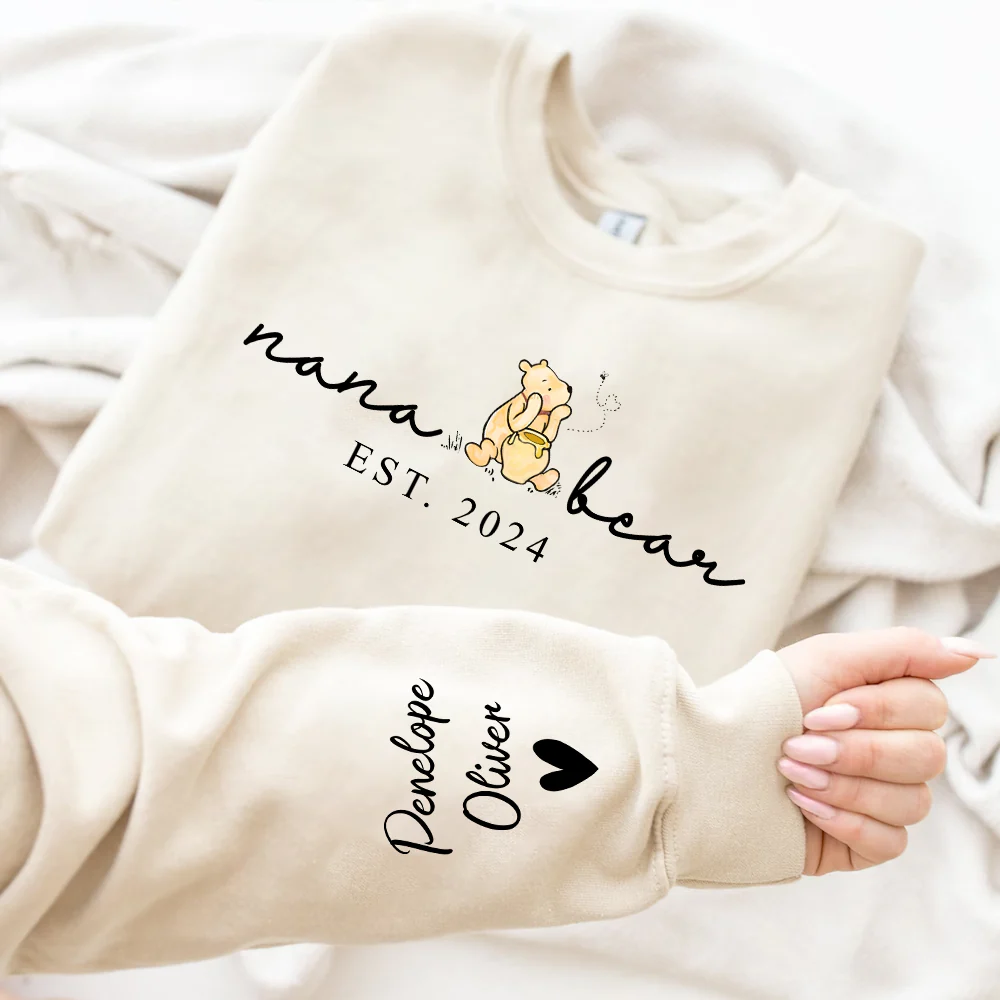 Custom Mama Bear Shirt With Kid Name On Sleeve - Personalized Grandma Bear Shirt - necksoother