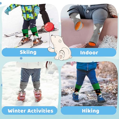 Merino Wool Ski Socks Kids 2 Pairs. Winter Warm Knee High Snowboarding Thermal Skating Socks for Boys Girls Toddlers - necksoother