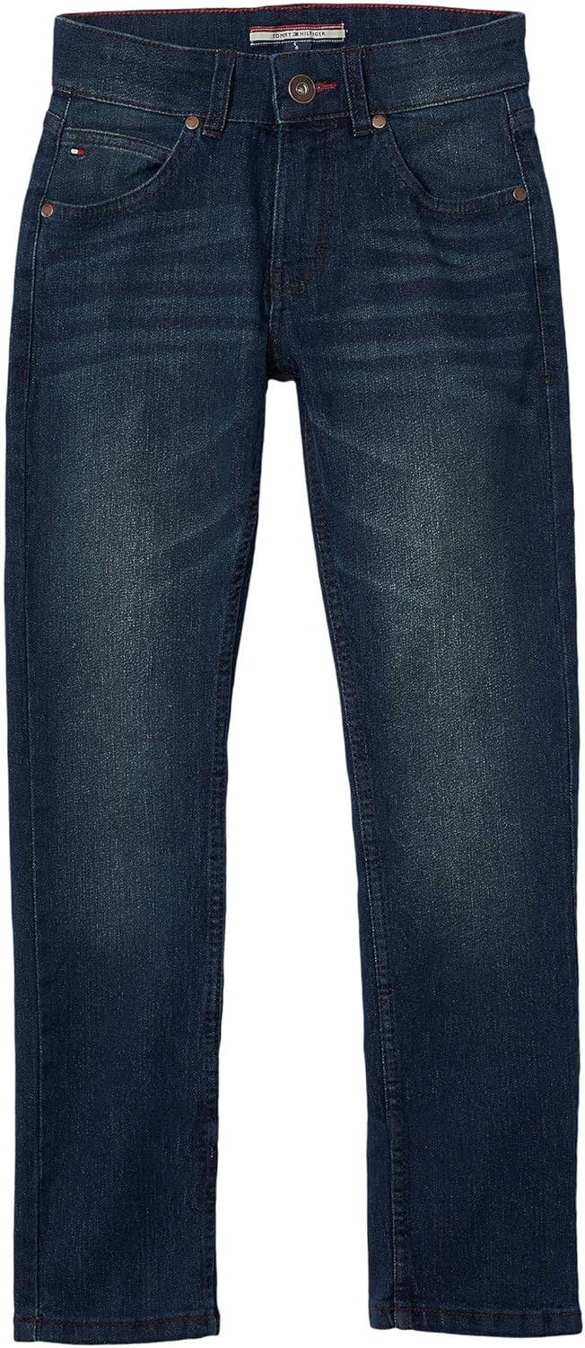 Tommy Hilfiger Boy's Rebel Stretch Jean. Straight Leg Fit With Button & Zip Closure. 5 Functional Pockets - necksoother