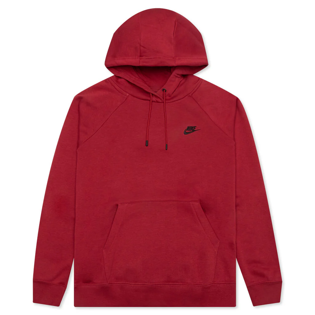 Sportswear Women's Essential Fleece Pullover Hoodie - Pomegranate/Black - necksoother