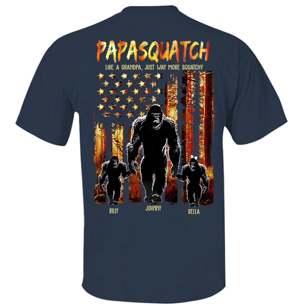 Papasquatch Like A Grandpa Just Way More Squatchy - Personalized Bigfoot Shirt Gift For Dad & Grandpa Vr4 - necksoother