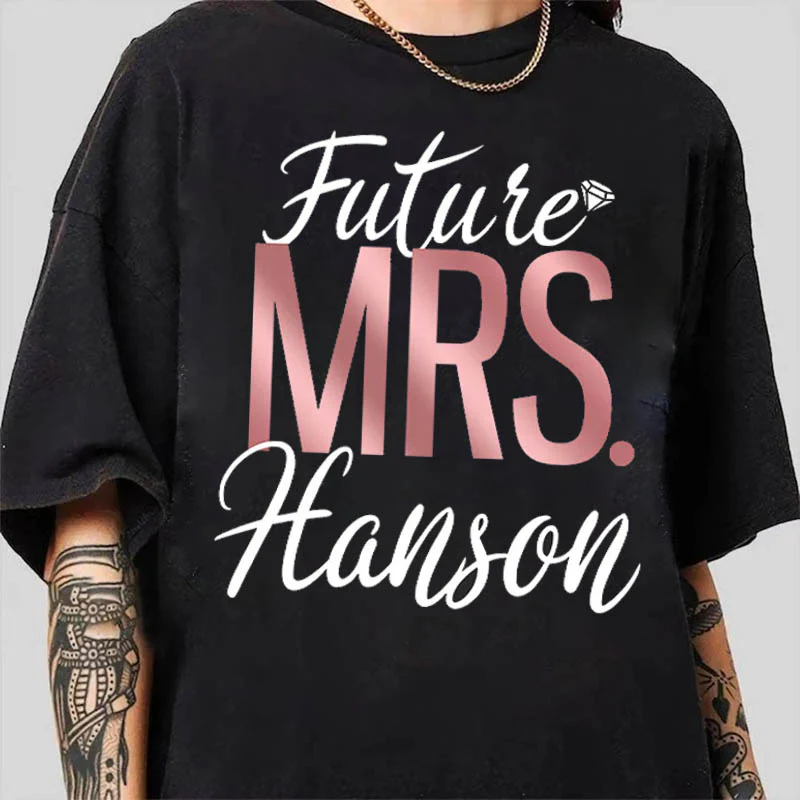 Personalized Future Mrs Last Name Relaxed Boyfriend Shirt Custom Last Name Boyfriend Shirt Gift For Girlfriend - necksoother